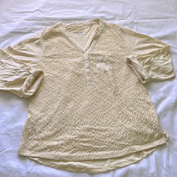 Nine West large top lemon yellow 3/4 sleeve - Picture 1 of 5